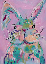 Load image into Gallery viewer, Original Acrylic Funky Bunny Painting 1- 7x5 matted to 10x8 Acrylic Paper