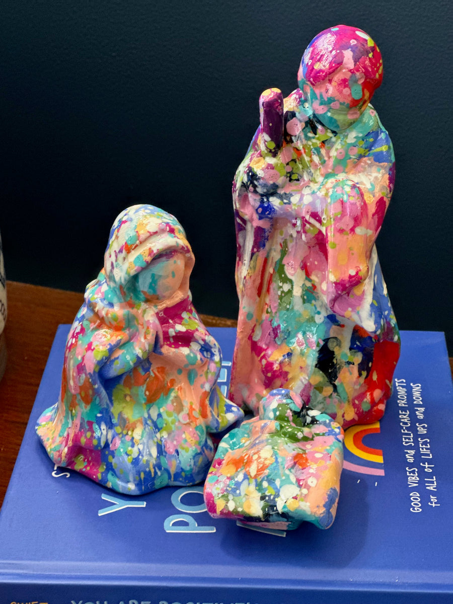 Ceramic Nativity with Floral Pattern