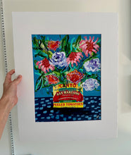 Load image into Gallery viewer, "Feast of 7 fishes" 14x11 Acrylic and mixed media on canvas paper matted to 16x20