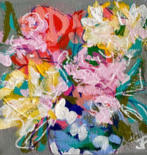 Load image into Gallery viewer, &quot;Day 11 of 28 February Flowers&quot;- 4x4x.5 Acrylic Original on Canvas with Easel