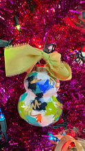Load image into Gallery viewer, Hand Painted Ceramic Bauble - blue &amp; green