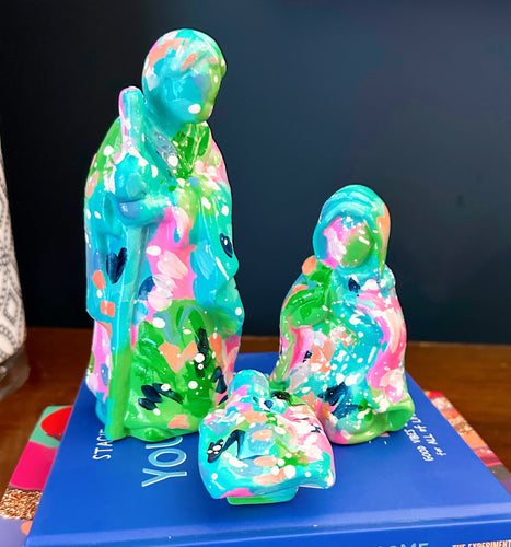 3 Piece Hand Painted Ceramic Nativity Set -3