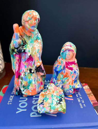 3 Piece Hand Painted Ceramic Nativity Set -1