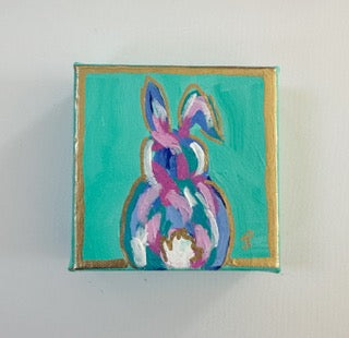 Original Acrylic Bunny Painting 14- 4x4x1.5 Acrylic on canvas