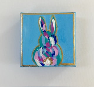 Original Acrylic Bunny Painting 12- 4x4x1.5 Acrylic on canvas