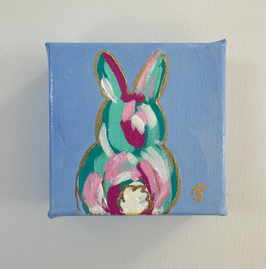 Original Acrylic Bunny Painting 5- 4x4x1.5 Acrylic on canvas