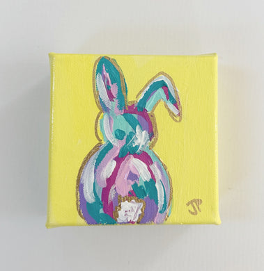 Original Acrylic Bunny Painting 9- 4x4x1.5 Acrylic on canvas