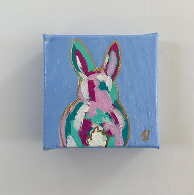 Original Acrylic Bunny Painting 4- 4x4x1.5 Acrylic on canvas