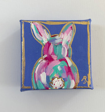 Original Acrylic Bunny Painting 2- 4x4x1.5 Acrylic on canvas