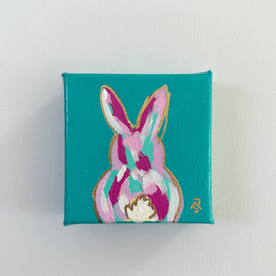 Original Acrylic Bunny Painting 10- 4x4x1.5 Acrylic on canvas