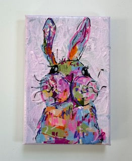 Original Acrylic Funky Bunny Painting 8- 6x4x.5 Acrylic on canvas