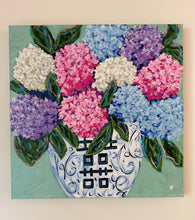 Load image into Gallery viewer, &quot;Her hydrangeas make her happy&quot;- 24x24x1.5 Acrylic on canvas