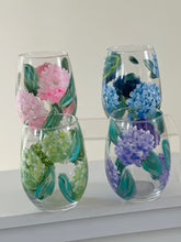 Load image into Gallery viewer, Wholesale Set of 24 Hand Painted Wine Glasses - Hydrangea - click to see color options