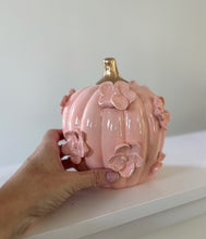 Load image into Gallery viewer, Blush pink with gold stem- Ceramic pumpkin - click to see size options