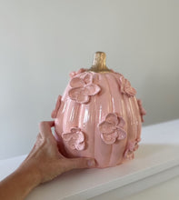 Load image into Gallery viewer, Blush pink with gold stem- Ceramic pumpkin - click to see size options