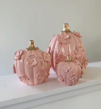 Load image into Gallery viewer, Blush pink with gold stem- Ceramic pumpkin - click to see size options