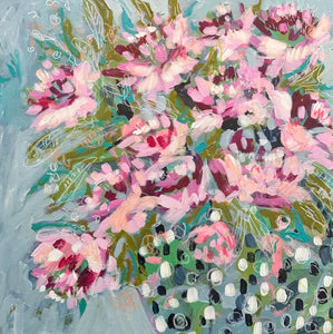 "Flowers from my neighbor's garden" - 20x20x1.5 Original Acrylic on canvas