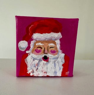 Original Acrylic Santa Painting 1- 4x4x1.5 Acrylic on canvas
