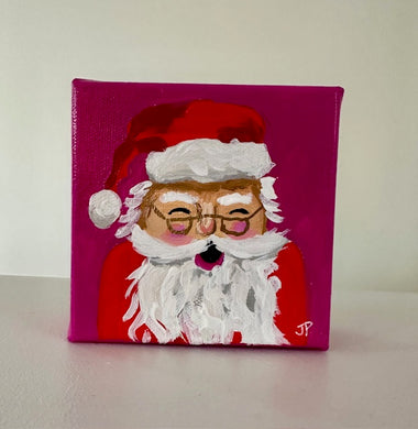 Original Acrylic Santa Painting 2- 4x4x1.5 Acrylic on canvas