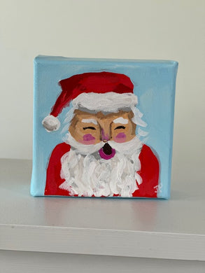Original Acrylic Santa Painting 3- 4x4x1.5 Acrylic on canvas