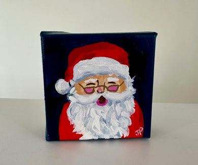 Original Acrylic Santa Painting 4- 4x4x1.5 Acrylic on canvas