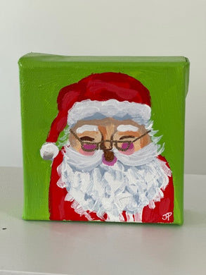 Original Acrylic Santa Painting 5- 4x4x1.5 Acrylic on canvas
