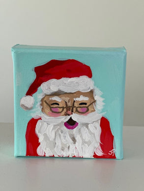 Original Acrylic Santa Painting 6- 4x4x1.5 Acrylic on canvas