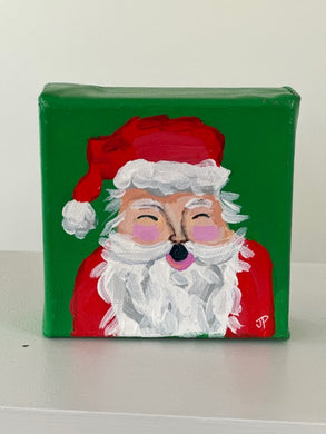 Original Acrylic Santa Painting 7- 4x4x1.5 Acrylic on canvas