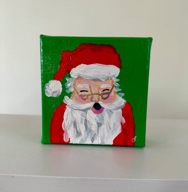 Original Acrylic Santa Painting 8- 4x4x1.5 Acrylic on canvas
