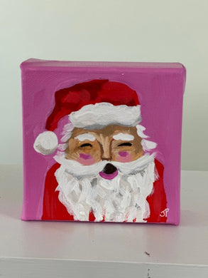 Original Acrylic Santa Painting 13- 4x4x1.5 Acrylic on canvas