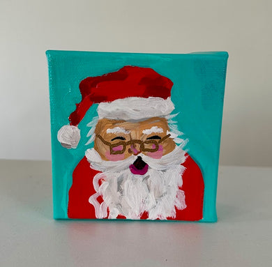 Original Acrylic Santa Painting 14- 4x4x1.5 Acrylic on canvas
