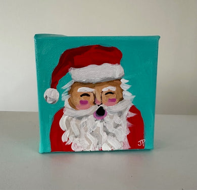 Original Acrylic Santa Painting 15- 4x4x1.5 Acrylic on canvas