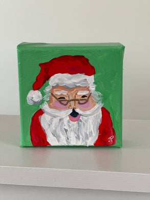 Original Acrylic Santa Painting 16- 4x4x1.5 Acrylic on canvas