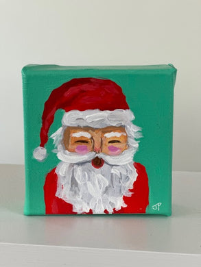 Original Acrylic Santa Painting 17- 4x4x1.5 Acrylic on canvas