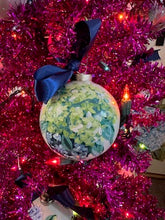 Load image into Gallery viewer, Large Hand Painted Blue &amp; Green Hydrangea Ornament