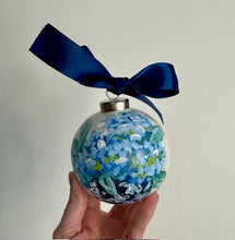 Load image into Gallery viewer, Large Hand Painted Blue &amp; Green Hydrangea Ornament