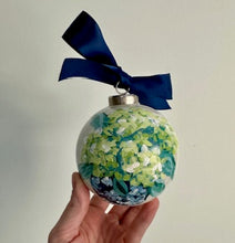 Load image into Gallery viewer, Large Hand Painted Blue &amp; Green Hydrangea Ornament