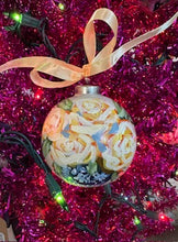 Load image into Gallery viewer, Large Hand Painted Yellow &amp; Pink Roses Ornament