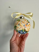 Load image into Gallery viewer, Large Hand Painted Yellow &amp; Pink Roses Ornament