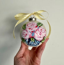 Load image into Gallery viewer, Large Hand Painted Yellow &amp; Pink Roses Ornament