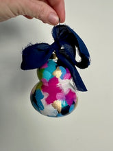 Load image into Gallery viewer, Hand Painted Ceramic Bauble - Magenta, Navy, Green