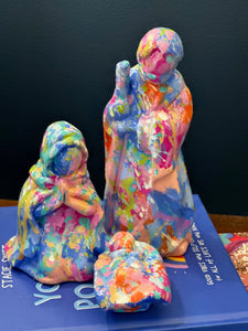 3 Piece Hand Painted Ceramic Nativity Set - 3