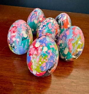 Hand Painted Wooden Easter Egg - Bright Speckled