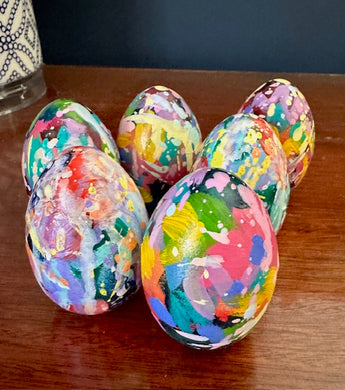 Hand Painted Wooden Easter Egg - Bold Speckled