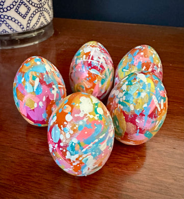 Hand Painted Wooden Easter Egg - Hot Speckled