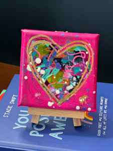 Random Act of Kindness- 4x4 original with Easel - Barbie Pink
