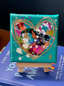 Random Act of Kindness- 4x4 original with Easel - Teal