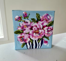 Load image into Gallery viewer, "Stop &amp; smell the Peonies"- 5x5x1.5 Original Acrylic on canvas