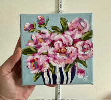 Load image into Gallery viewer, "Stop &amp; smell the Peonies"- 5x5x1.5 Original Acrylic on canvas