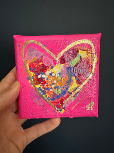 Random Act of Kindness- 4x4 original with Easel - Barbie Pink
